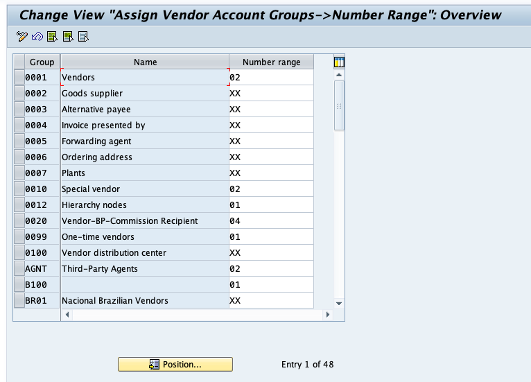 Define Number Ranges for Vendor Master Records